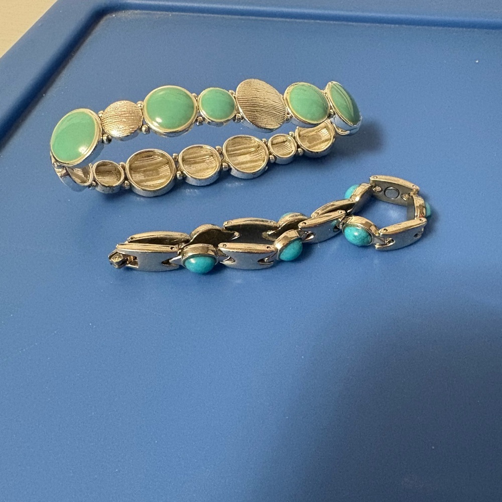 Mexican alpaca and Turquoise Bracelet Set